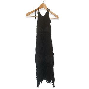 Elegant Boho Black Crochet Halter Maxi